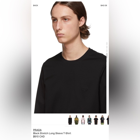 Prada Black Stretch Long Sleeve T-Shirt (size XL) - Picture 7 of 8